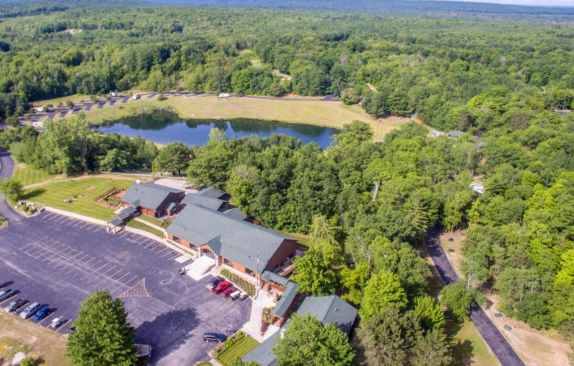 This is an aerial photo of Beaver Creek Resort in Gaylord, MI